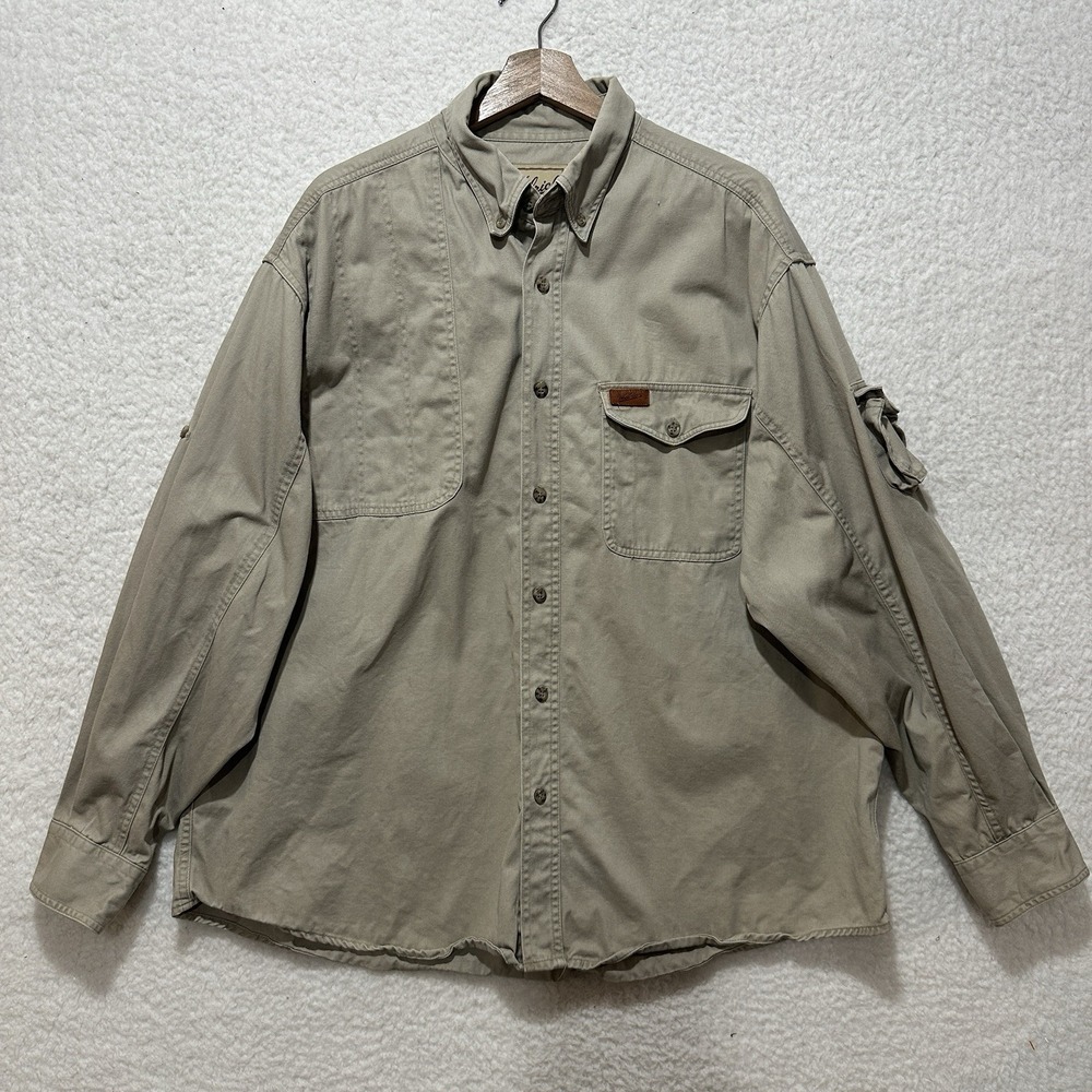 WOOLRICH Heavy Button Up Long Sleeve Shirt‎ Khaki Men's Size 2XL?